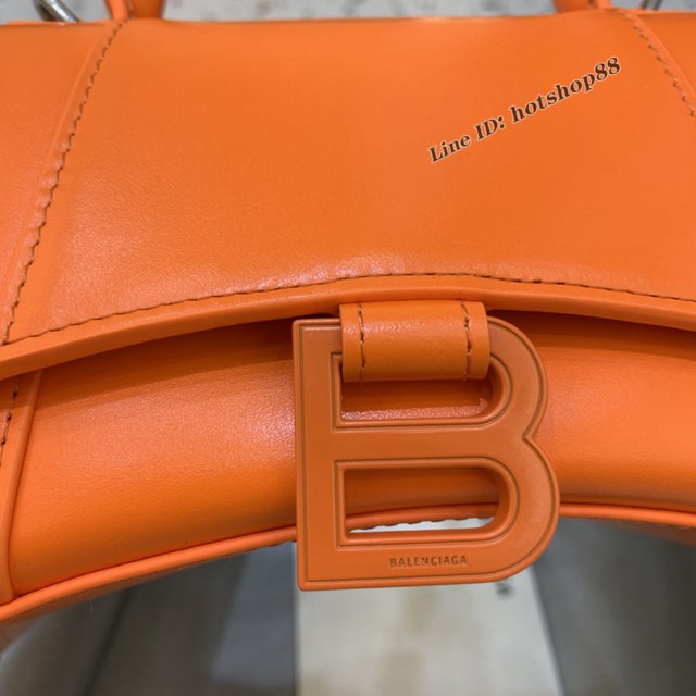 Balenciaga專櫃新款mini號手提肩背女包原單沙漏包 巴黎世家平紋橙色橙扣沙漏包 fyj1402